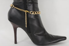 Gold Metal Chains Boot Bracelet High Heels Shoe Charm Anklet Turquoise Blue Balls