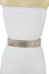 Gold Metal Full Plate Mirror Hip Waist Belt Western Ladies Style Size M L