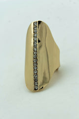 Gold Metal Long Ring Fashion Elastic Band One Size Silver Bling Look Fancy