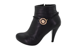 Black Metal Chain Boot Bracelet Shoe Anklet Gold Lion Charm