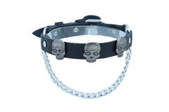 Skull Black Faux Leather Boot Straps (Pair)