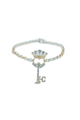 Rhinestone Crown Skeleton Key Pendant Gold Metal Boot Chain