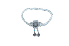 Women Silver Metal Chain Boot Bracelet Anklet Shoe Sun Flower Coin Charm Jewelry Adjustable One Size
