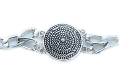 Silver Metal Chain Boot Bracelet Shoe Swirl Coin Charm Bling Anklet Strap