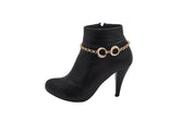 Gold Metal Chain Boot Bracelet Shoe Infinity Circles Charm Anklet