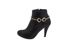 Gold Metal Chain Boot Bracelet Shoe Infinity Circles Charm Anklet