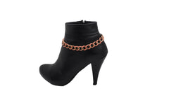 Western Bracelet Gold Metal Boot Chain Coral Links Anklet Shoe Charm Bling