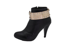 Gold Metal Bling Plate Chain Boot Bracelet Strap Shoe Charm Anklet Band