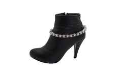 Silver Metal Chain Thick Motorcycle Links Western Boot Bracelet Charm Shoe