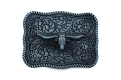 NEW Texas Longhorn Filigree Background Silver Metal Belt Buckle