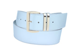 Solid Colored Faux Leather Two-Bar Loop Square Buckle Classic Belt