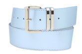 Solid Colored Faux Leather Two-Bar Loop Square Buckle Classic Belt