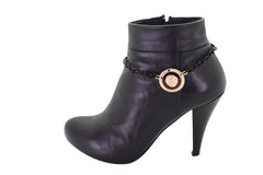 Black Metal Chain Boot Bracelet Shoe Anklet Gold Lion Charm