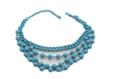 Turquoise Baby Blue Metal Boot Chain Bracelet Shoe Anklet Ball Waves Charm