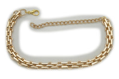 Women Boot Gold Metal Chain Links Bracelet Shoe Anklet Bling Classic Look Charm
