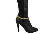 Women Boot Gold Metal Chain Links Bracelet Shoe Anklet Bling Classic Look Charm