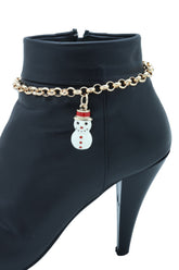 Snowman Christmas Holiday Charm Gold Metal Boot Chain