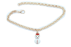 Snowman Christmas Holiday Charm Gold Metal Boot Chain