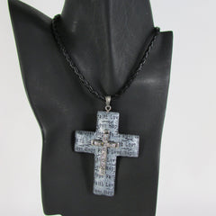 Love Hope Faith Large Silver Cross Pendant Necklace + Earring Set New Women Fashion - alwaystyle4you - 1