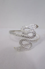 New Egiptian Women Silver / Gold Metal Fashion Two Double Snake Bracelet Arm Cuff Chain Elastic Size One Size Fits All - alwaystyle4you - 3