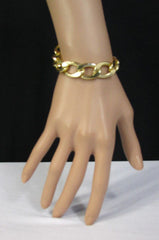 Gold Metal Chain Links Bracelet Classic Thick Chunky Women Fashion Jewelry Accessories - alwaystyle4you - 2