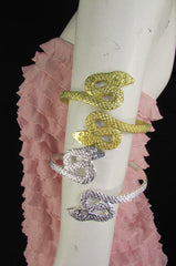 New Egiptian Women Silver / Gold Metal Fashion Two Double Snake Bracelet Arm Cuff Chain Elastic Size One Size Fits All - alwaystyle4you - 1