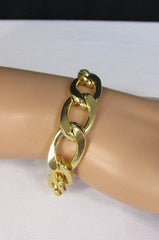 Gold Metal Chain Links Bracelet Classic Thick Chunky New Women Fashion Jewelry Accessories - alwaystyle4you - 4