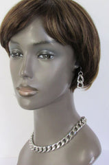 Gold / Silver Chunky Metal Thick Chain Links Hip Hop Necklace +Earring Set New Women Fashion - alwaystyle4you - 3