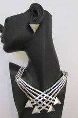 Gold Silver New Women 14" Strands Metal Chains Fashion Necklace Arrows + Earring Set - alwaystyle4you - 1