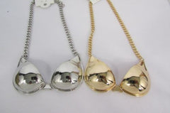 New Women Mini Metal Bra Pendant 13" Long Chains Fashion Necklace Gold / Silver - alwaystyle4you - 3