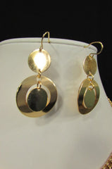 Multi Circles Strands Chains Gold Metal Ball 20" Long New Women Fashion Necklace + Earrings Set - alwaystyle4you - 3