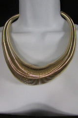 New Women Trendy Fashion Necklace Gold Metal Elastic Spring Chains Classic Style - alwaystyle4you - 1