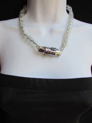 New women fashion necklace silver metal chunky chains number lock - alwaystyle4you - 3