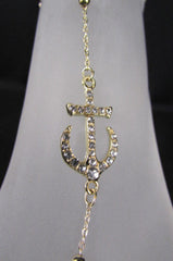 New Women Fashion Metal Toe Ring Anklet Gold Big Anchor Foot Chains Nautical Charm Rhinestones Beac Pool Jewelry - alwaystyle4you - 4