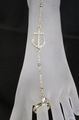 New Women Fashion Metal Toe Ring Anklet Gold Big Anchor Foot Chains Nautical Charm Rhinestones Beac Pool Jewelry - alwaystyle4you - 2