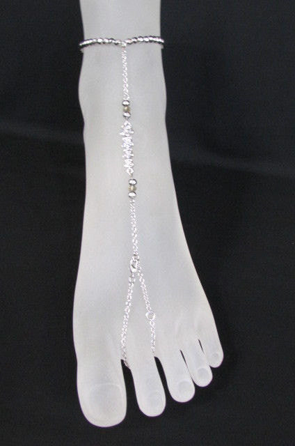 Women Fashion Jewelry Metal Toe Ring Anklet Gold / Silver Mini Flowers Foot Thin Chains Charm Elastic Band Beach Pool Style - alwaystyle4you - 1