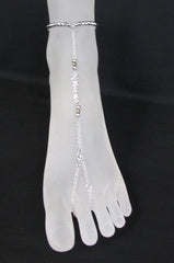 Women Fashion Jewelry Metal Toe Ring Anklet Gold / Silver Mini Flowers Foot Thin Chains Charm Elastic Band Beach Pool Style - alwaystyle4you - 1