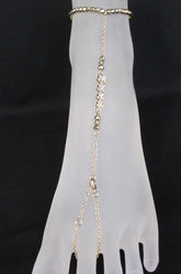 New Women Fashion Jewelry Metal Toe Ring Anklet Gold / Silver Mini Flowers Foot Thin Chains Charm Elastic Band Beach Pool Style - alwaystyle4you - 3