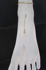 New Women Fashion Jewelry Metal Toe Ring Anklet Gold / Silver Mini Flowers Foot Thin Chains Charm Elastic Band Beach Pool Style - alwaystyle4you - 3