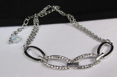 New Women Silver Metal Thin Chains Fashion Casual Anklet Foot Oval Thin Rhinestones Pool Beach - alwaystyle4you - 3