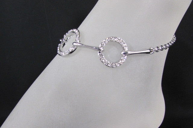 New Silver Metal Thin Chains Casual Classic Fashion Anklet Foot Round Circle Rhinestones Beach Pool Party - alwaystyle4you - 1