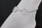 New Silver Metal Thin Chains Casual Classic Fashion Anklet Foot Round Circle Rhinestones Beach Pool Party - alwaystyle4you - 1