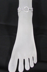 New Silver Metal Thin Chains Casual Classic Fashion Anklet Foot Round Circle Rhinestones Beach Pool Party - alwaystyle4you - 4