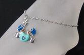 New Women Silver Metal Thin Chains Casual Fashion Anklet Foot Big Blue Sea Ocean Crab Charm Beach Party - alwaystyle4you - 3
