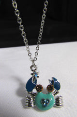 New Women Silver Metal Thin Chains Casual Fashion Anklet Foot Big Blue Sea Ocean Crab Charm Beach Party - alwaystyle4you - 4