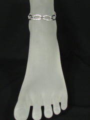 New Women Silver Metal Thin Chains Fashion Casual Anklet Foot Oval Thin Rhinestones Pool Beach - alwaystyle4you - 4