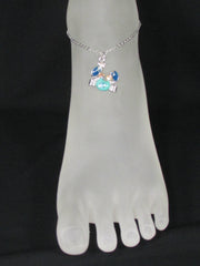 New Women Silver Metal Thin Chains Casual Fashion Anklet Foot Big Blue Sea Ocean Crab Charm Beach Party - alwaystyle4you - 2