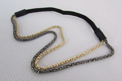 Brand New Women One Size Gold Gunmetal Mesh Metal Head Band Chain Fashion Jewelry Elastic Band - alwaystyle4you - 2