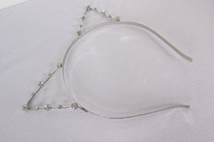 Brand New Women Silver Metal Fashion Head Band Small Animal Big Rihnestones Cat Ears - alwaystyle4you - 4