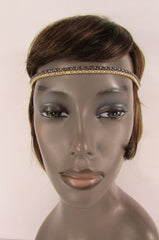 Brand New Women One Size Gold Gunmetal Mesh Metal Head Band Chain Fashion Jewelry Elastic Band - alwaystyle4you - 1